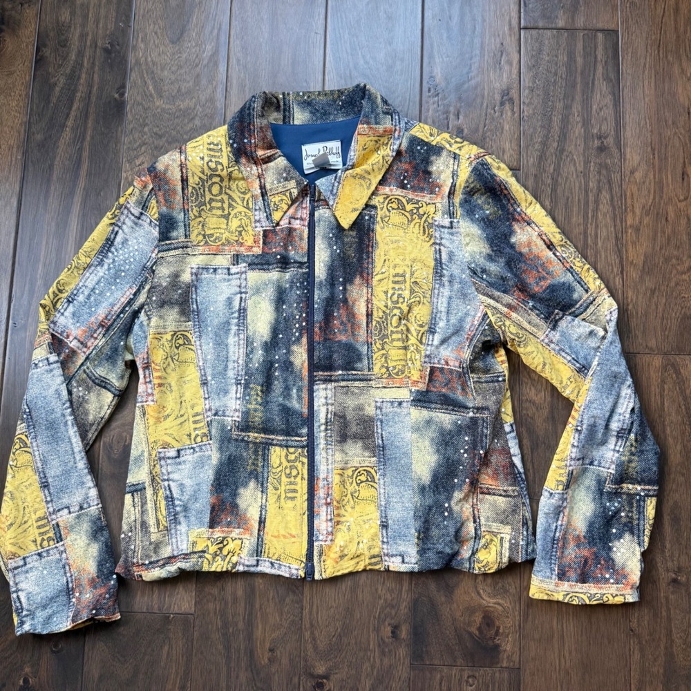 Joseph Ribkoff Patchwork Jacket Women 16 Multicolor EUC Sequin Baroque Vintage